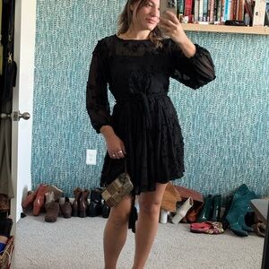 Mare‎ Mare Anthropologie Amal Textured Black mini dress size small